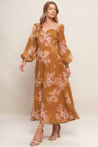 GOLDEN BLOSSOM WOVEN ANKLE DRESS - By Baano
