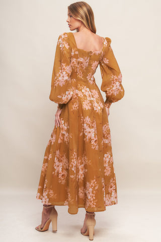 GOLDEN BLOSSOM WOVEN ANKLE DRESS - By Baano