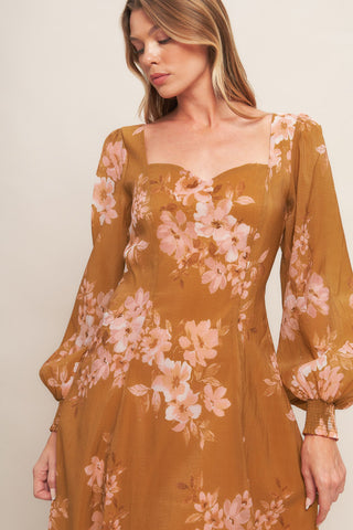 GOLDEN BLOSSOM WOVEN ANKLE DRESS - By Baano