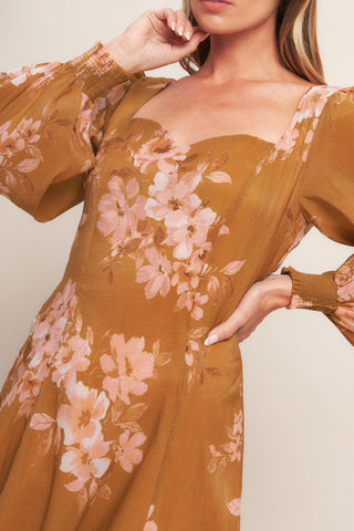 GOLDEN BLOSSOM WOVEN ANKLE DRESS - By Baano