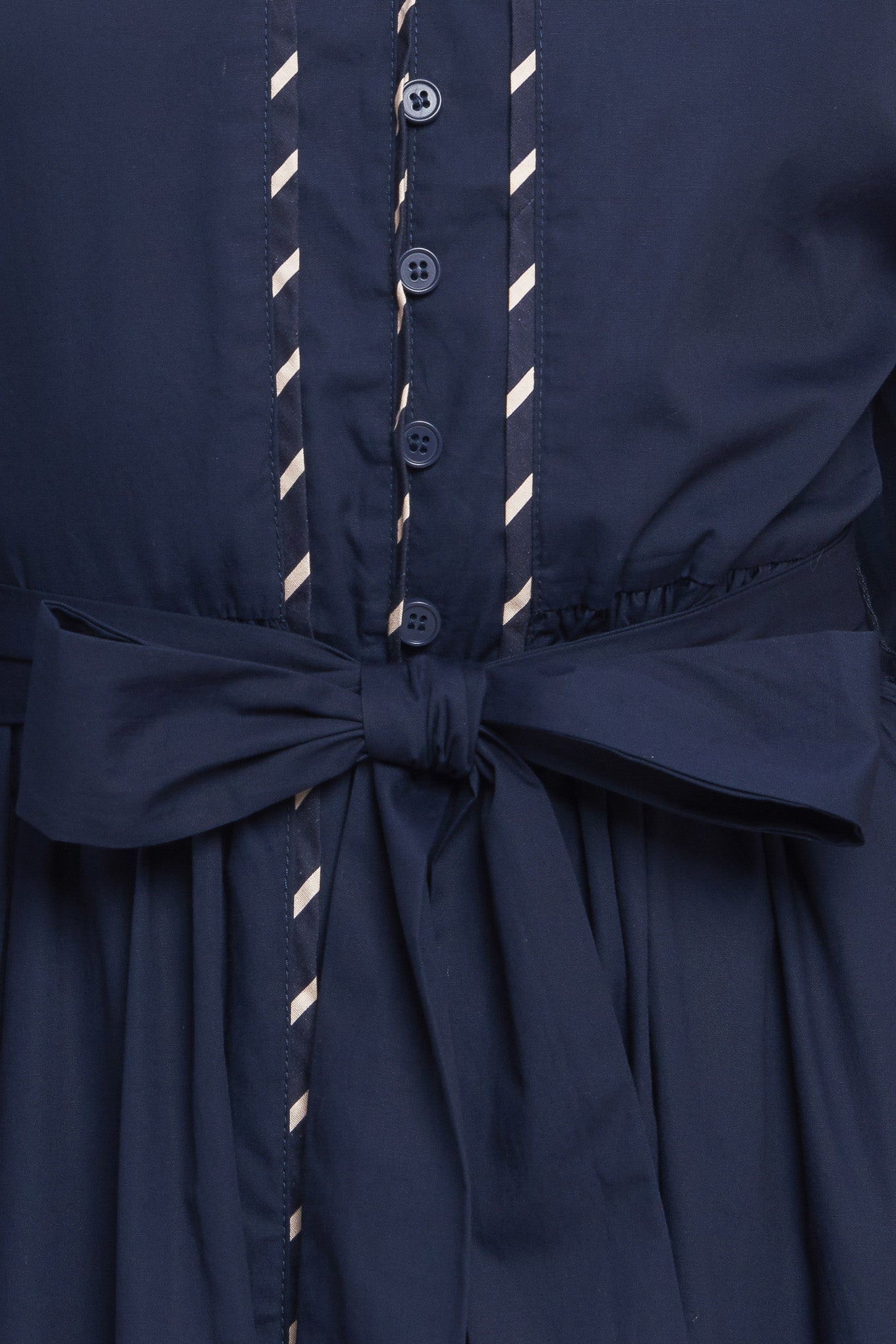 SHINE BRIGHT NAVY LONG SLLEVE WOVEN MIDI DRESS - By Baano