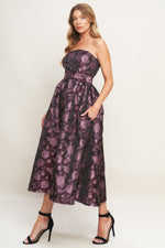 AUBERGINE CHIC JACQUARD WOVEN MIDI DRESS - By Baano