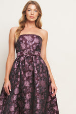 AUBERGINE CHIC JACQUARD WOVEN MIDI DRESS - By Baano