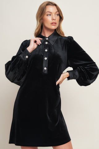 VELVET POWER BLACK MINI DRESS - By Baano