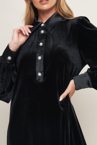 VELVET POWER BLACK MINI DRESS - By Baano