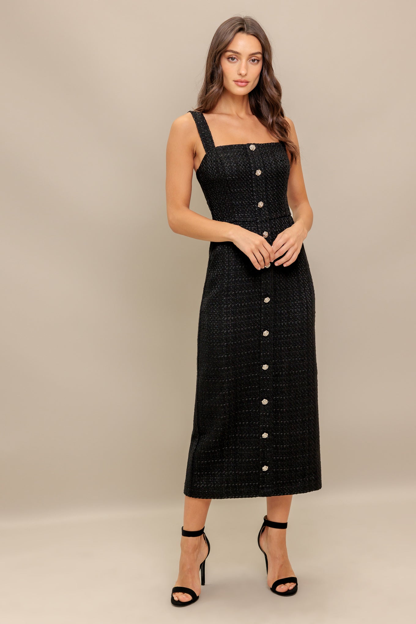 TWEED NOUVELLE WOVEN MIDI DRESS - By Baano