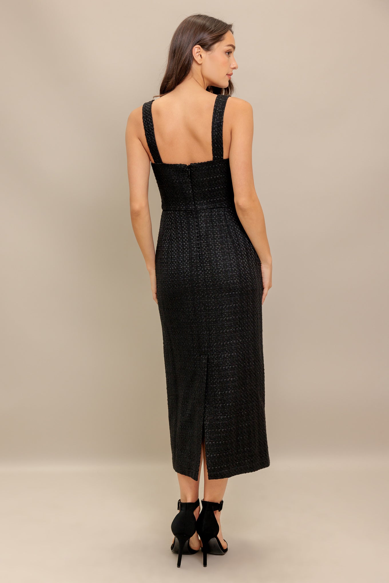 TWEED NOUVELLE WOVEN MIDI DRESS - By Baano