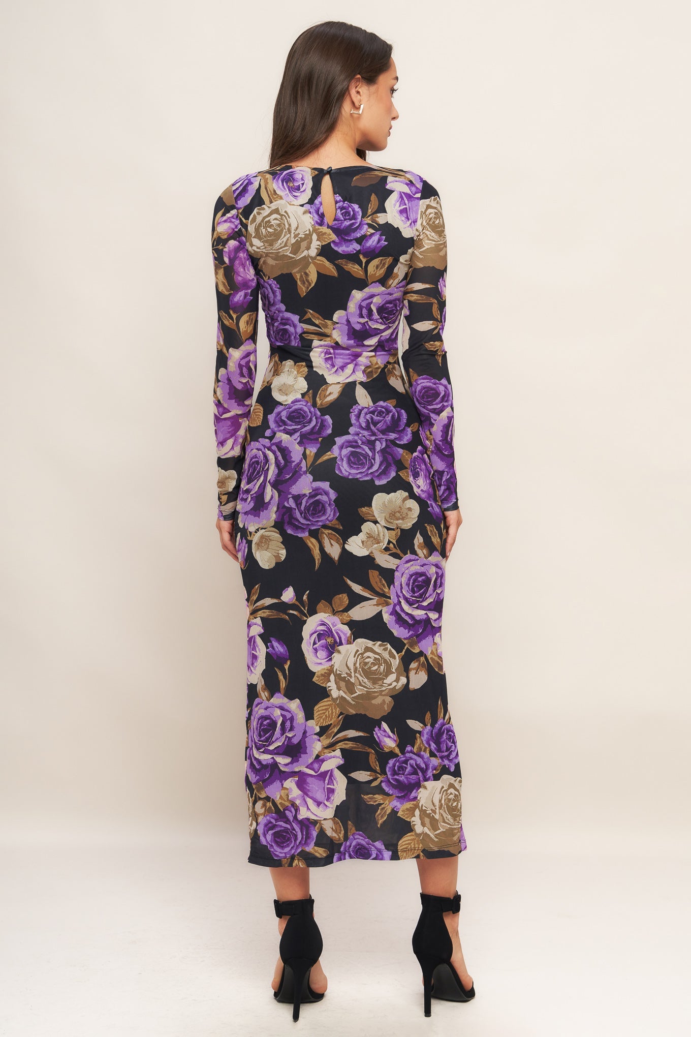 VIOLET EMBRACE POWER MESH MIDI DRESS - By Baano