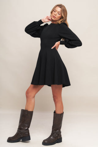 BLACK SWAN HEAVY KNIT MINI DRESS - By Baano