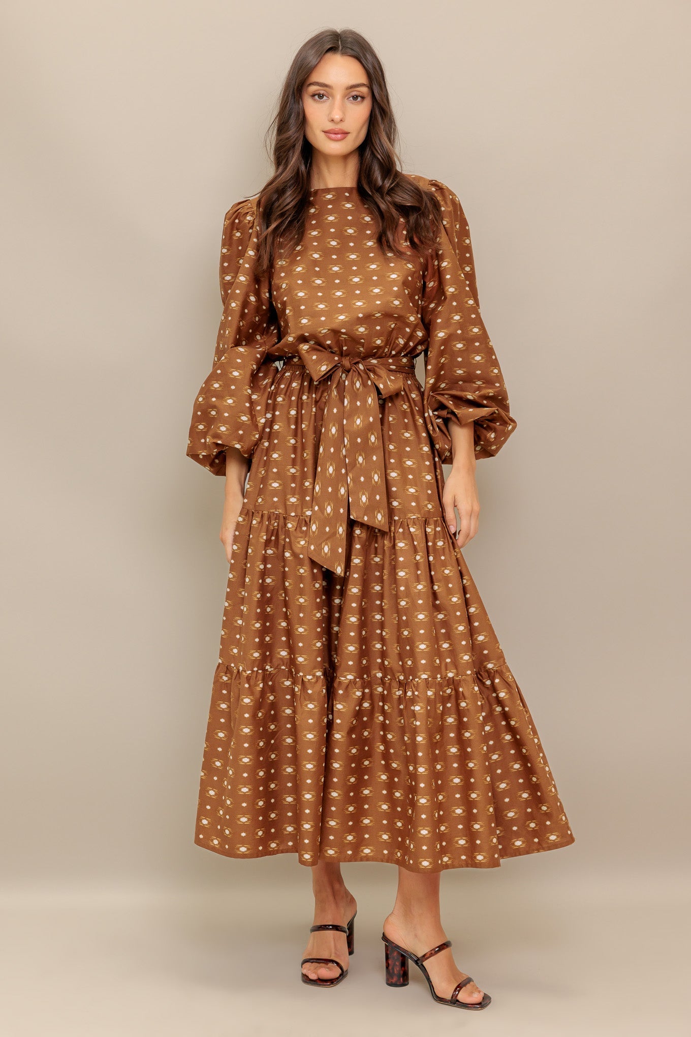 CINNAMON WALTZ WOVEN MIDI DRESS - By Baano