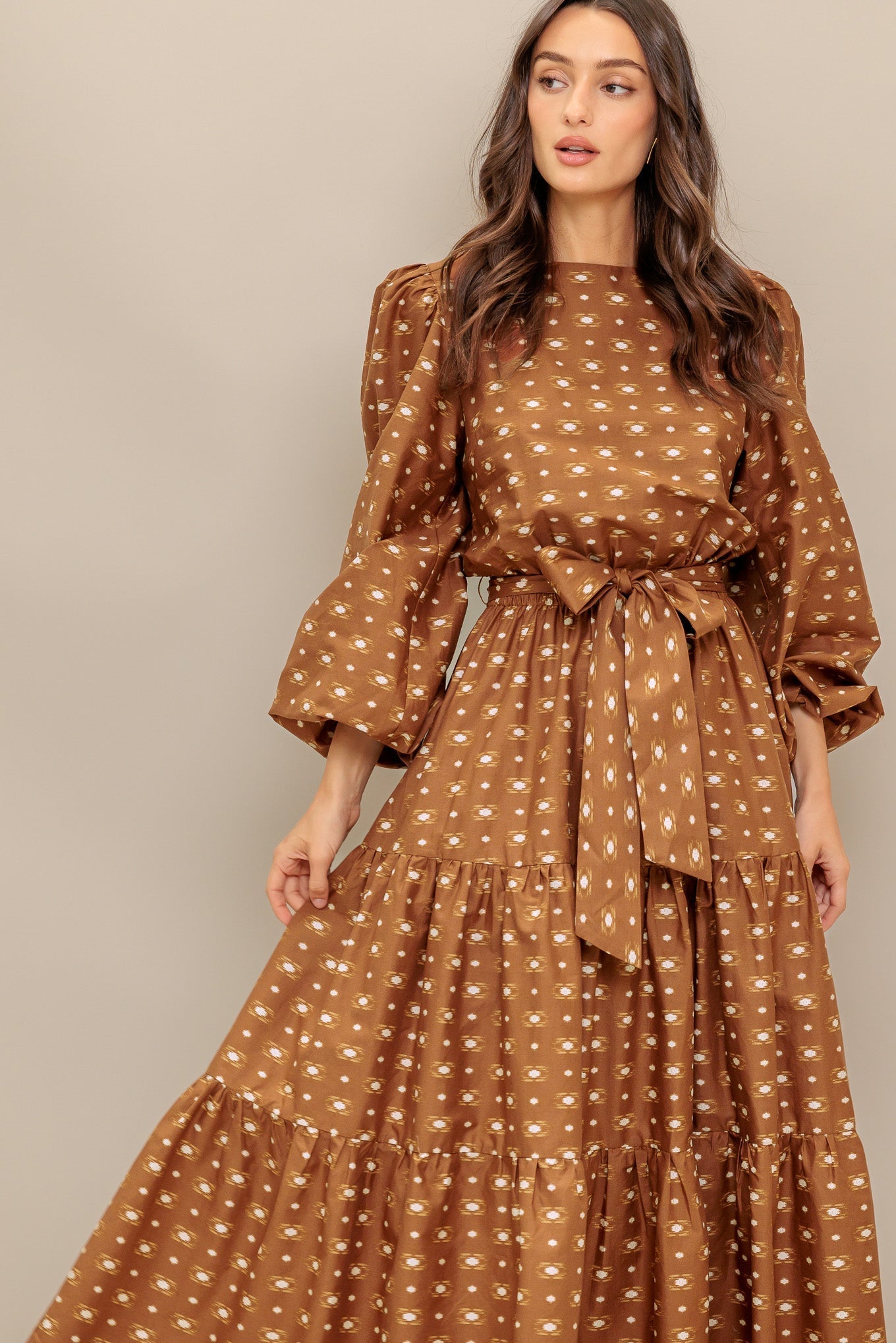 CINNAMON WALTZ WOVEN MIDI DRESS - By Baano