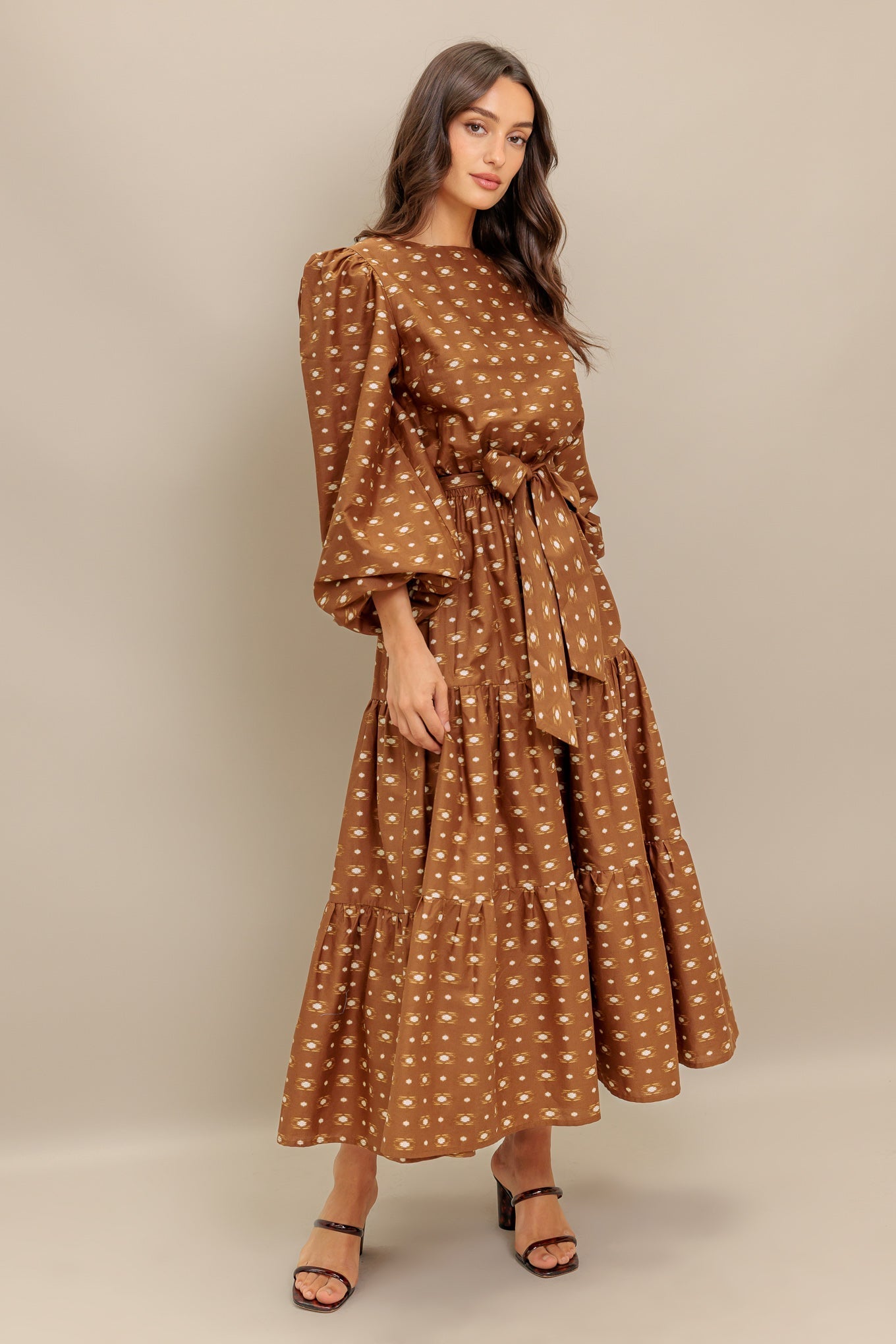 CINNAMON WALTZ WOVEN MIDI DRESS - By Baano