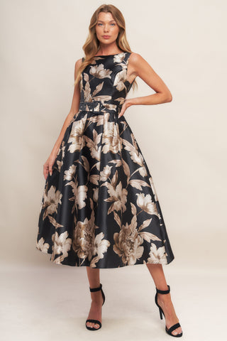 MOONLIGHT BLOSSOM WOVEN MIDI DRESS - By Baano
