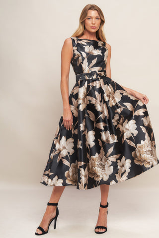 MOONLIGHT BLOSSOM WOVEN MIDI DRESS - By Baano