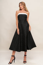 MIDNIGHT GRACE WOVEN MIDI DRESS - By Baano