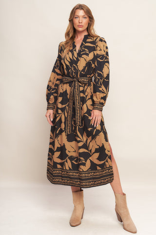 AUTUMN LEAF WOVEN MIDI DRESS - By Baano