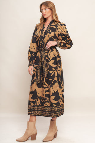 AUTUMN LEAF WOVEN MIDI DRESS - By Baano