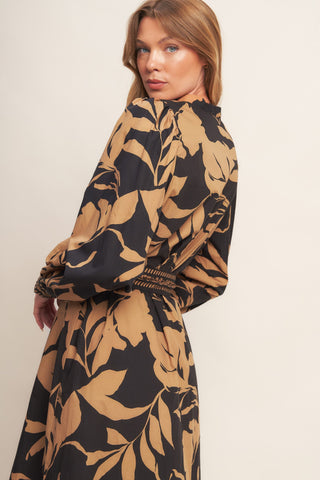 AUTUMN LEAF WOVEN MIDI DRESS - By Baano