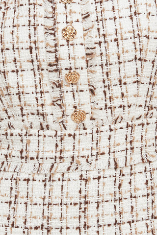 GOLDEN GRID LUXE TWEED MINI DRESS - By Baano