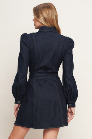 HOLIDAY DARK INDIGO DENIM MINI DRESS - By Baano