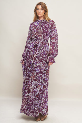 VIOLET BLOSSOM SPIRIT WOVEN MAXI DRESS Flying Tomato