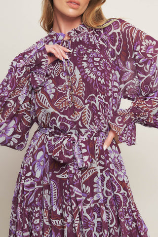 VIOLET BLOSSOM SPIRIT WOVEN MAXI DRESS Flying Tomato
