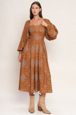 SOUTHWEST SQUARES WOVEN MIDI DRESS Flying Tomato