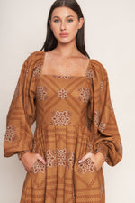 SOUTHWEST SQUARES WOVEN MIDI DRESS Flying Tomato