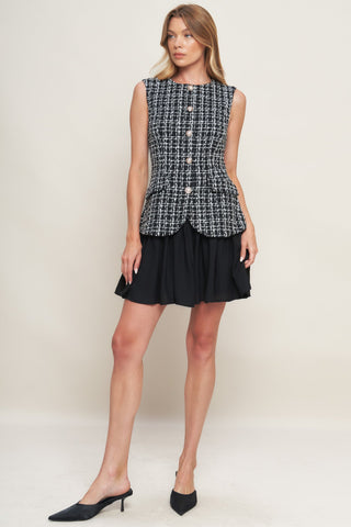 MODERN ICON TWEED WOVEN MINI DRESS - By Baano