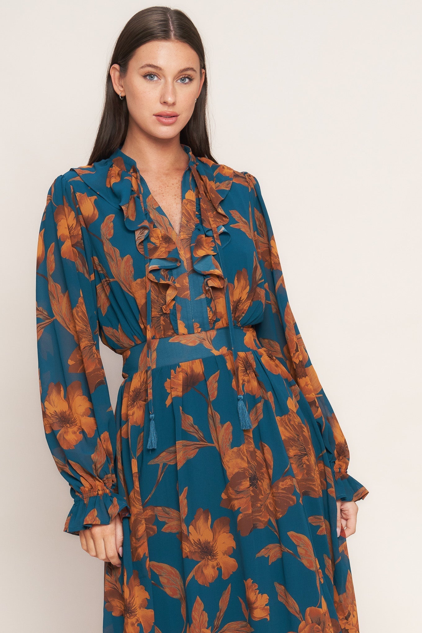 BURNISHED BOTANICA WOVEN MIDI DRESS Flying Tomato