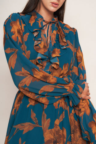 BURNISHED BOTANICA WOVEN MIDI DRESS Flying Tomato