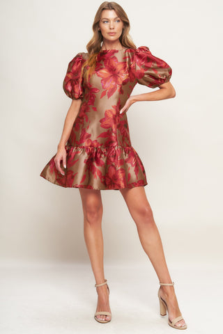 GARDENIA FIRE WOVEN MINI DRESS Flying Tomato