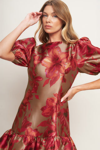 GARDENIA FIRE WOVEN MINI DRESS Flying Tomato