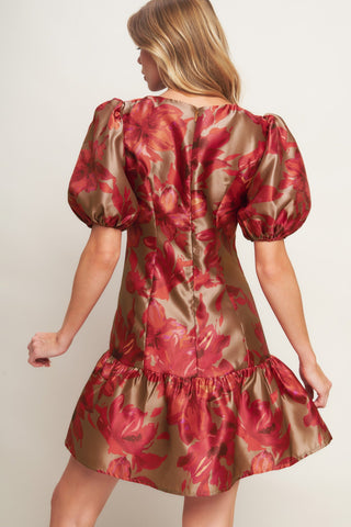 GARDENIA FIRE WOVEN MINI DRESS Flying Tomato