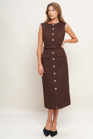 LOVELY HERITAGE TWEED MIDI DRESS - By Baano