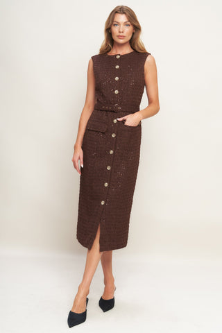LOVELY HERITAGE TWEED MIDI DRESS - By Baano