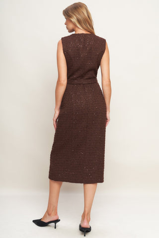 LOVELY HERITAGE TWEED MIDI DRESS - By Baano