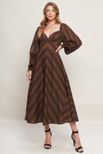 BROWN GODDESS FLOW WOVEN MIDI DRESS Flying Tomato