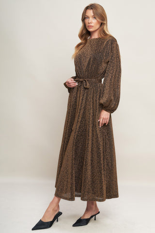 GOLDEN HORIZON METALLIC WOVEN MIDI DRESS - By Baano