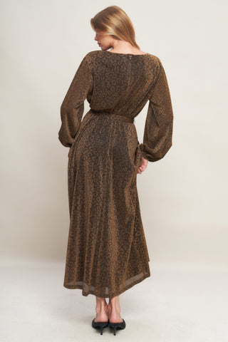 GOLDEN HORIZON METALLIC WOVEN MIDI DRESS - By Baano