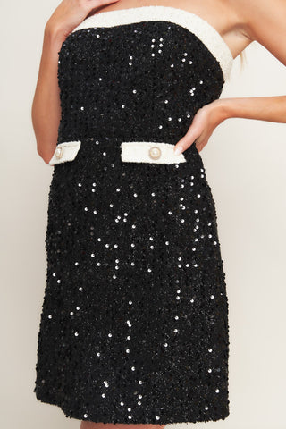 MIDNIGHT GLAM SEQUIN MINI DRESS - By Baano