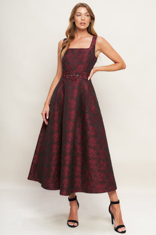 IMPERIAL ALLURE WOVEN JACQUARD MIDI DRESS - By Baano