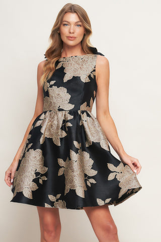 NOIR FLEUR WOVEN MINI DRESS - By Baano