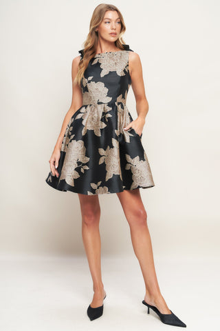 NOIR FLEUR WOVEN MINI DRESS - By Baano