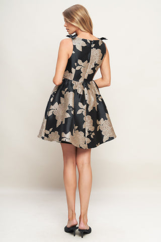 NOIR FLEUR WOVEN MINI DRESS - By Baano