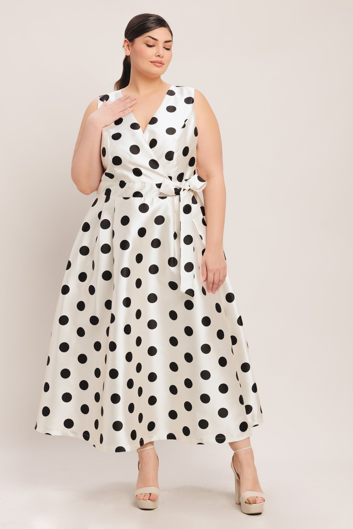 CAFÉ NOIR POLKA WOVEN MIDI DRESS Flying Tomato