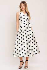 CAFÉ NOIR POLKA WOVEN MIDI DRESS Flying Tomato
