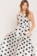 CAFÉ NOIR POLKA WOVEN MIDI DRESS Flying Tomato
