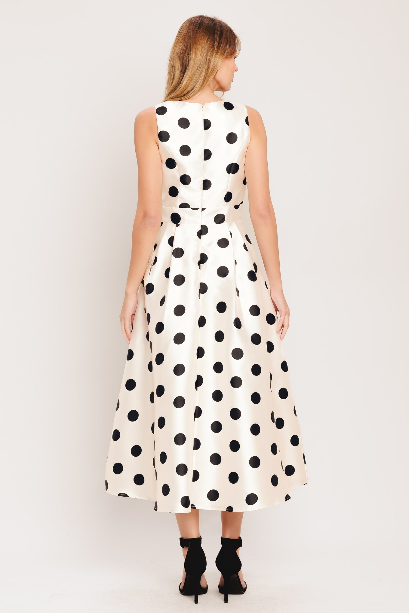 CAFÉ NOIR POLKA WOVEN MIDI DRESS Flying Tomato