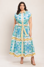 BLUE REGALIA WOVEN MIDI DRESS